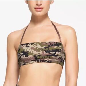 SKIMS Signature Swim Bandeau Bikini Top In Skims Logo Camo Print